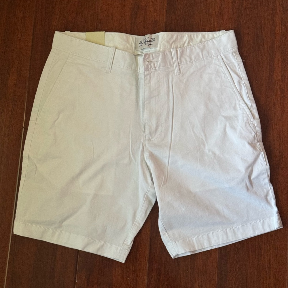Original Penguin Cream Flat Front Shorts